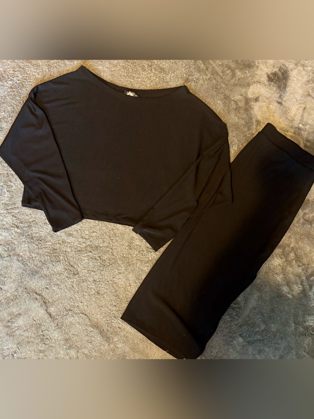 Black Two-Piece Cropped Top and Skirt Set